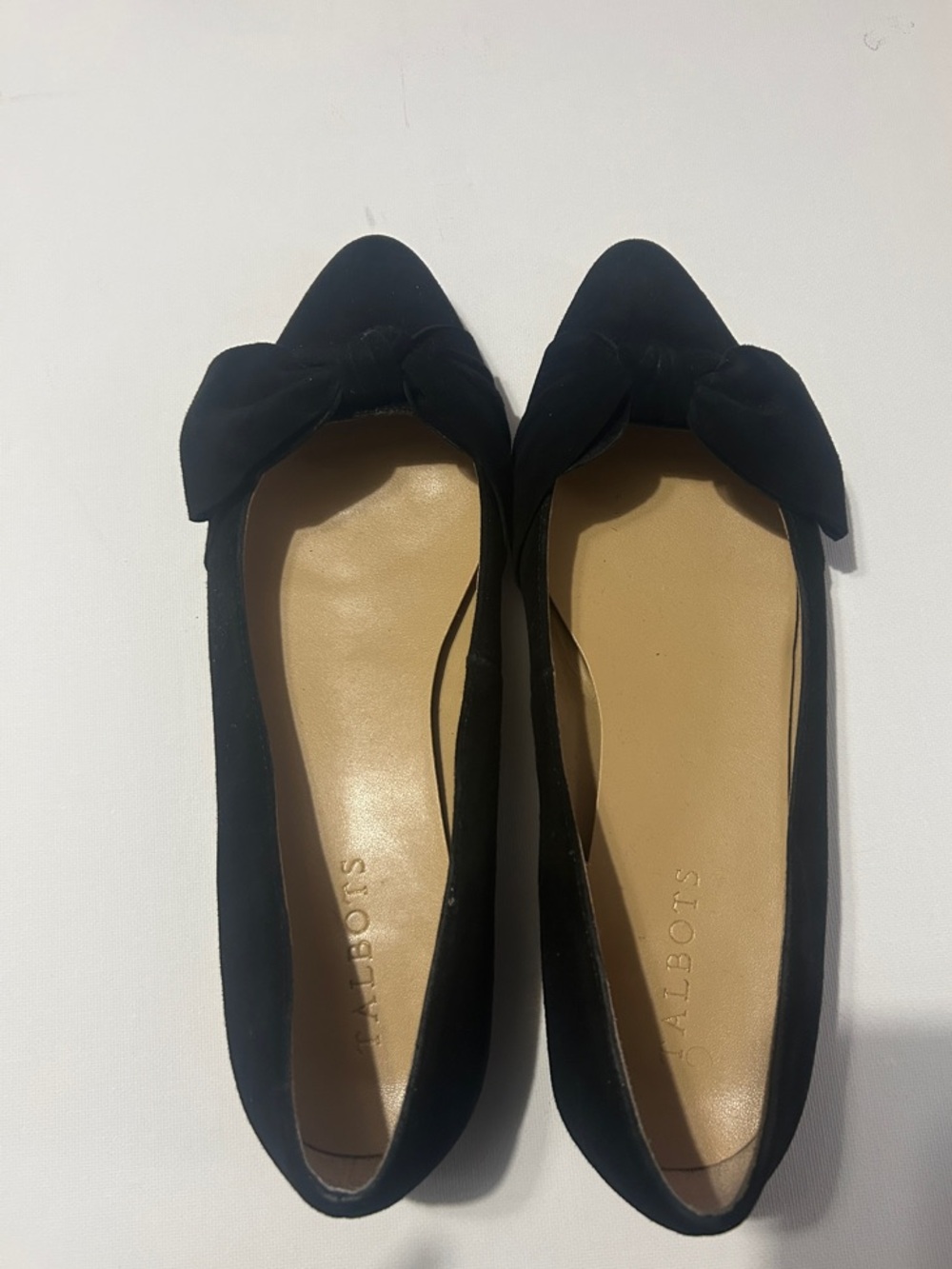 Talbots Black Bow Pointed Toe Flats with Neutral Insole